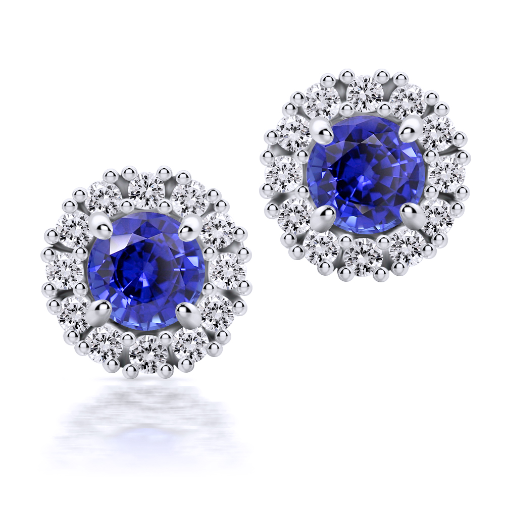 Sapphire earrings with diamond halo deals