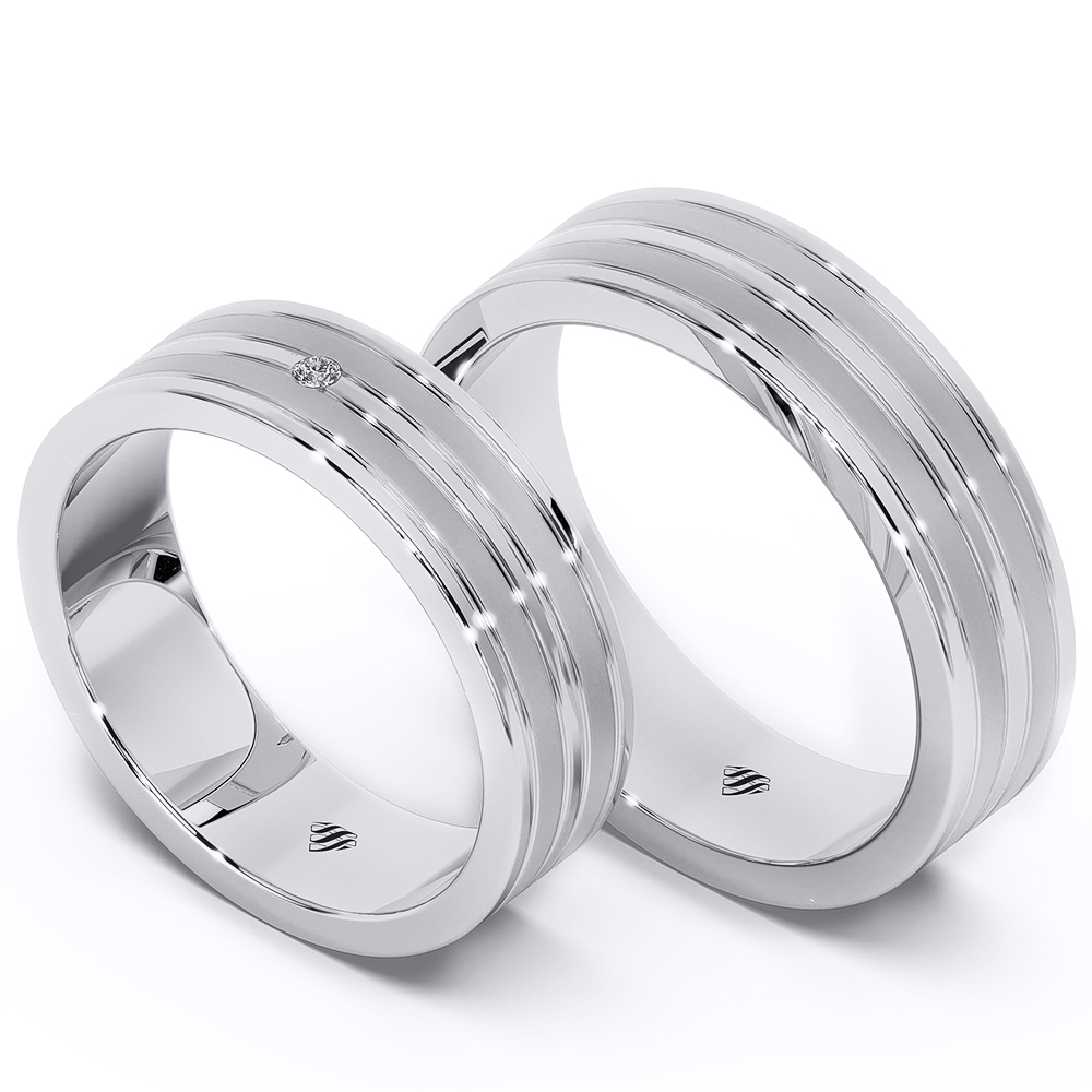 Beautiful diamond wedding rings in white gold FIRESC